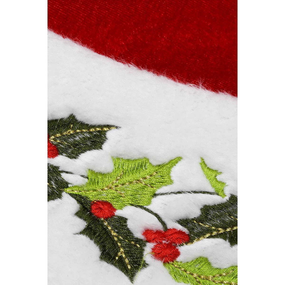 48 Inch Red Velvet Tree Skirt With Holly 2 48 Inch Red Velvet Tree Skirt With Holly - Image 2