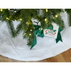 48 Inch White Organza Tree Skirt With Glitter Snowflakes -Winter Light Sales 1231309 web 3