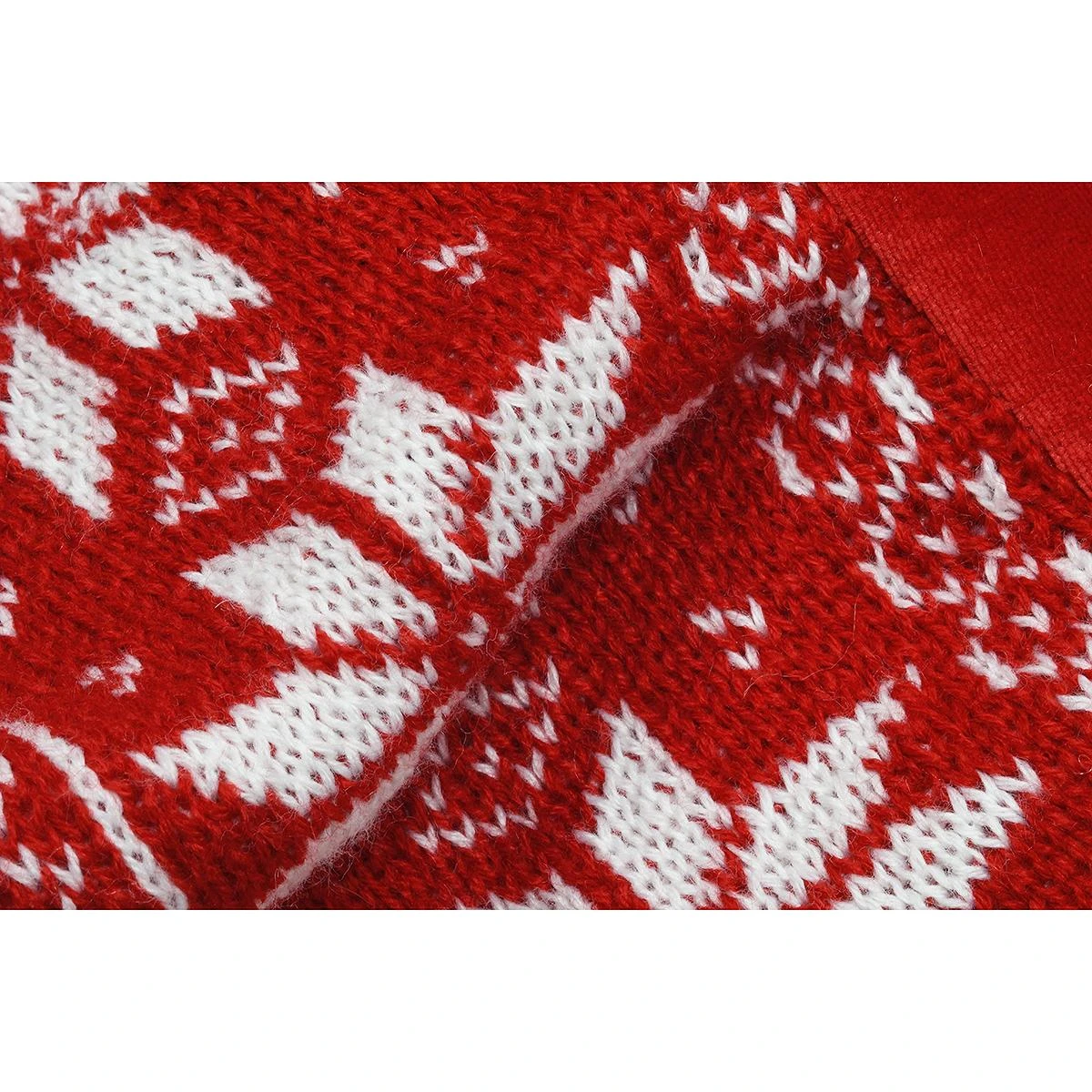 48 Inch Red Suede Tree Skirt With White Reindeer And Trees 3 48 Inch Red Suede Tree Skirt With White Reindeer And Trees - Image 3