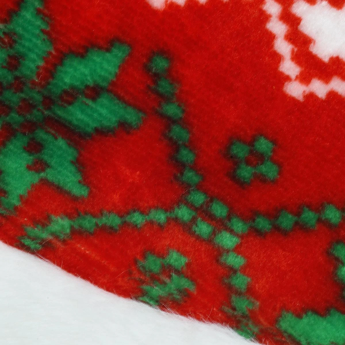 48 Inch Red Velvet Tree Skirt With Green And White Snowflakes And Fur Border 2 48 Inch Red Velvet Tree Skirt With Green And White Snowflakes And Fur Border - Image 2