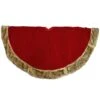 48 Inch Red Cable Knit Tree Skirt With Tan Fur Border