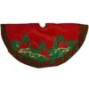 48 Inch Red Suede Tree Skirt With Cardinals