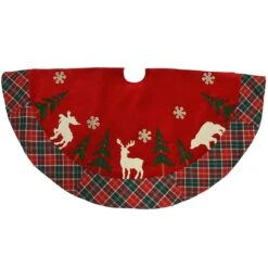 48 Inch Suede Tree Skirt With Deer, Moose, And Bear