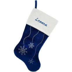 20.5 Inch Personalized Blue Snowflake Stocking