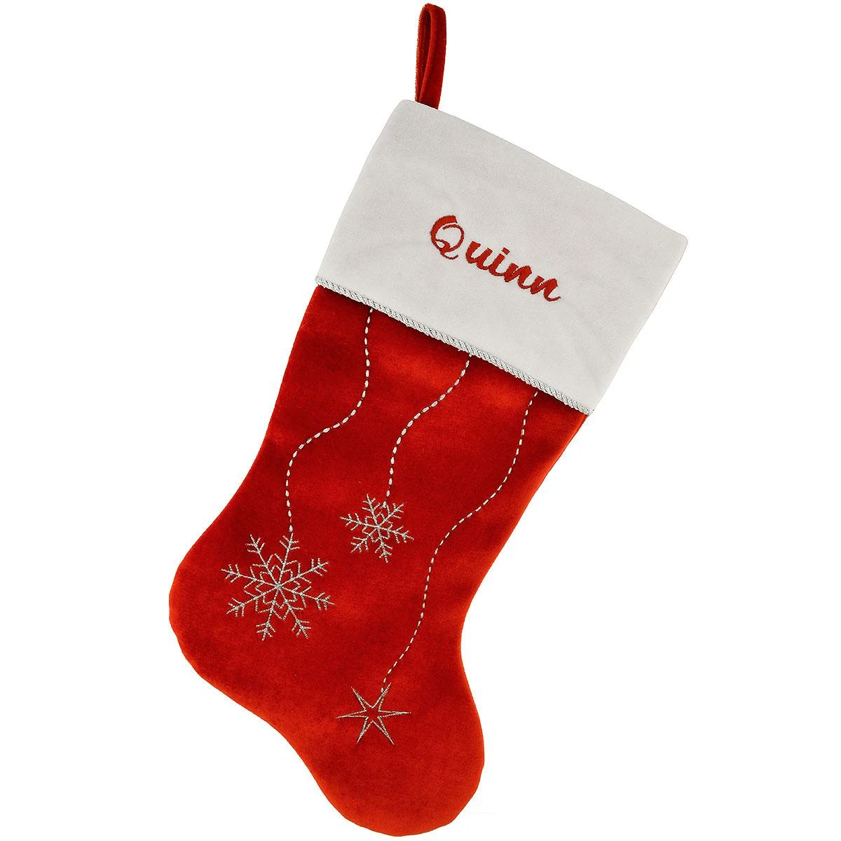 20.5 Inch Personalized Red Snowflake Stocking 1 20.5 Inch Personalized Red Snowflake Stocking